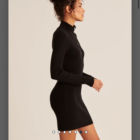 NWT Abercrombie & Fitch Half-Zip Mini Sweater Dress Black Size S - Picture 6 of 7